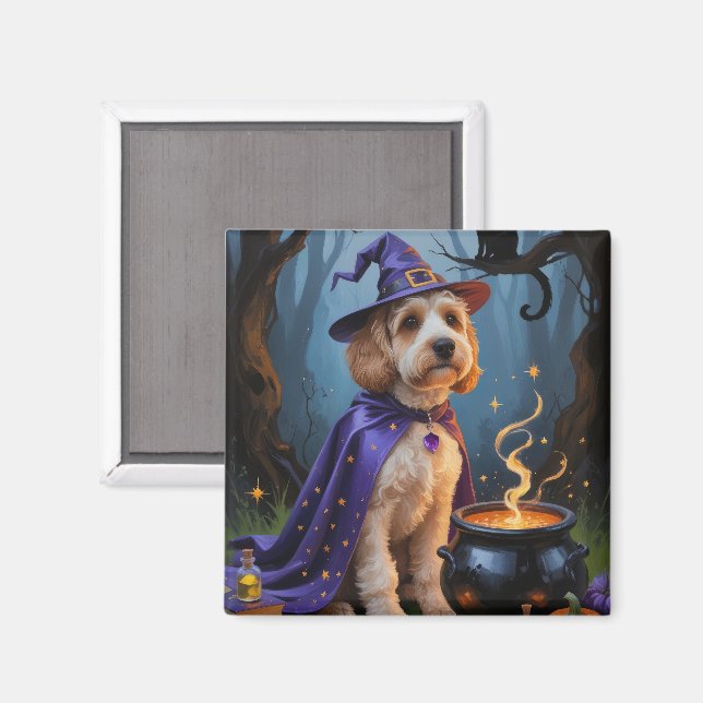 Cockapoo Dog Whimsical Halloween Malerei Magnet (Vorderseite/Rückseite)