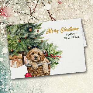 Cockapoo Dog Wicker Korb Weihnachten