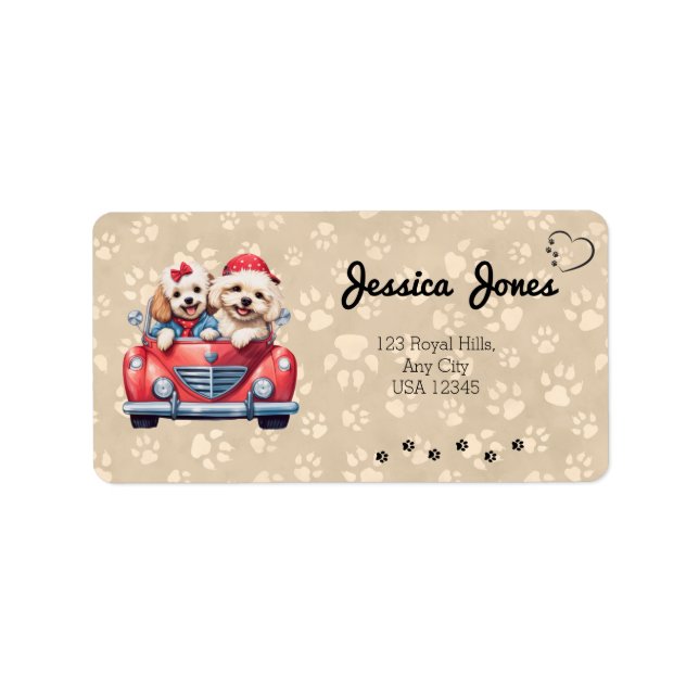 Cockapoo Doodle Dog Welpe Breed Paw Prints Custom Adressaufkleber (Vorne)