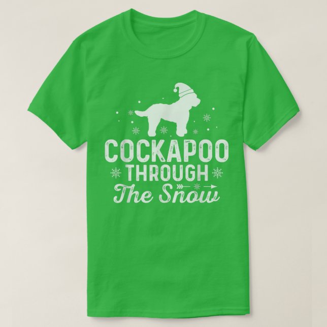 Cockapoo durch den Schnee Funny Christmas Neujahr T-Shirt (Design vorne)