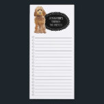 Cockapoo-Einkaufsliste für Golden Honey Magnetischer Notizblock<br><div class="desc">Liebliche Sachen zum Golden Honey Cockapoo Hund mit einem schwarzen Chalkboard Rahmen personalisiert mit Ihrem Namen zu holen.</div>