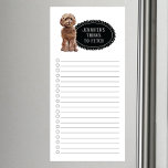 Cockapoo-Einkaufsliste Magnetic Notepad Magnetischer Notizblock<br><div class="desc">Liebliche Sachen,  um Cockapoo Hund mit einem schwarzen Kalkboard Rahmen personalisiert mit Ihrem Namen zu holen.</div>