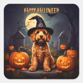 Cockapoo Halloween Quadratischer Aufkleber
