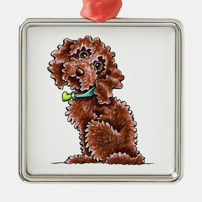 Cockapoo Heart Collar Silbernes Ornament (Vorne)