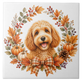 Cockapoo-Herbstkranz Fliese