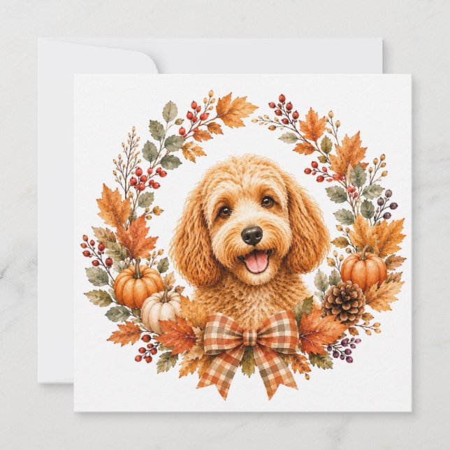 Cockapoo-Herbstkranz Mitteilungskarte (Vorderseite)