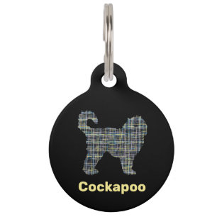 Cockapoo Hund Gelb- und Schwarz-Gitter-Linie Pet-T Haustiermarke