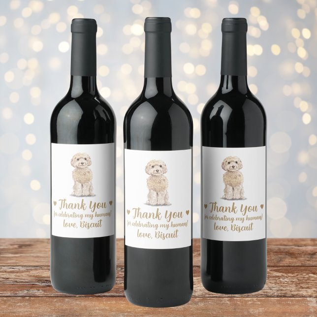 Cockapoo Hund ich tue zu Hochzeit Weinetikett (Von Creator hochgeladen)