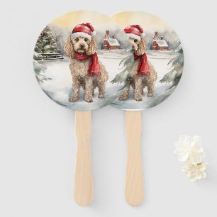Cockapoo Hund im Schnee Weihnachten Fächer