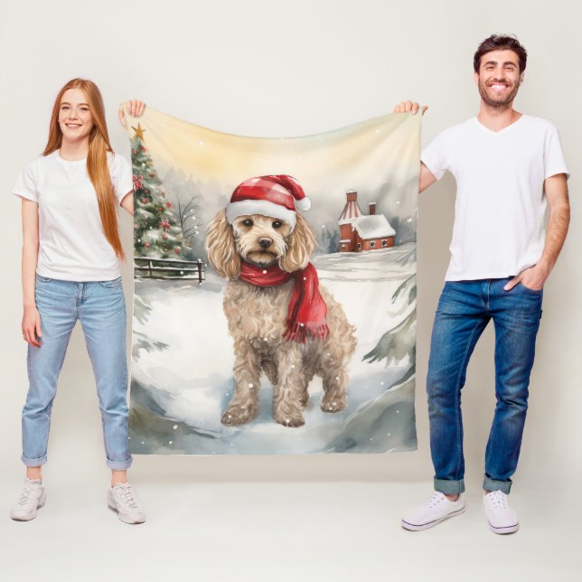 Cockapoo Hund im Schnee Weihnachten Fleecedecke (Beispiel)