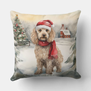 Cockapoo Hund im Schnee Weihnachten Kissen