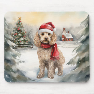 Cockapoo Hund im Schnee Weihnachten Mousepad