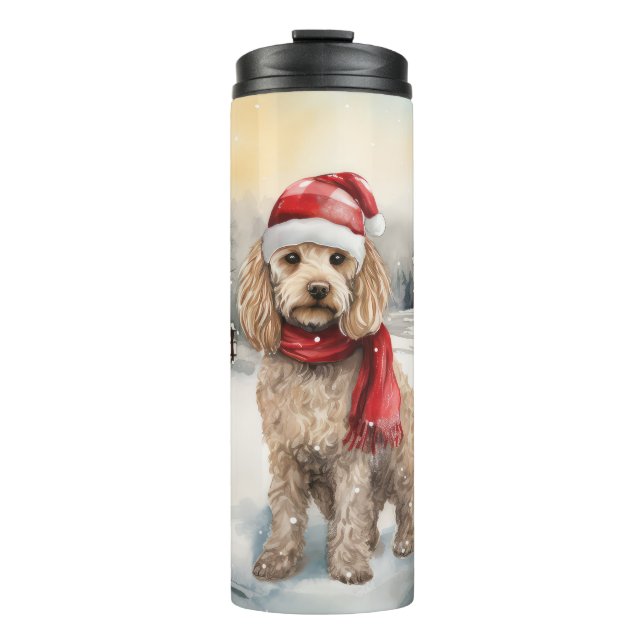 Cockapoo Hund im Schnee Weihnachten Thermosbecher (Vorderseite)