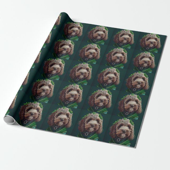 Cockapoo Hund in St. Patrick's Day Dress Geschenkpapier (Ungerollt)