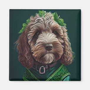 Cockapoo Hund in St. Patrick's Day Dress Magnet