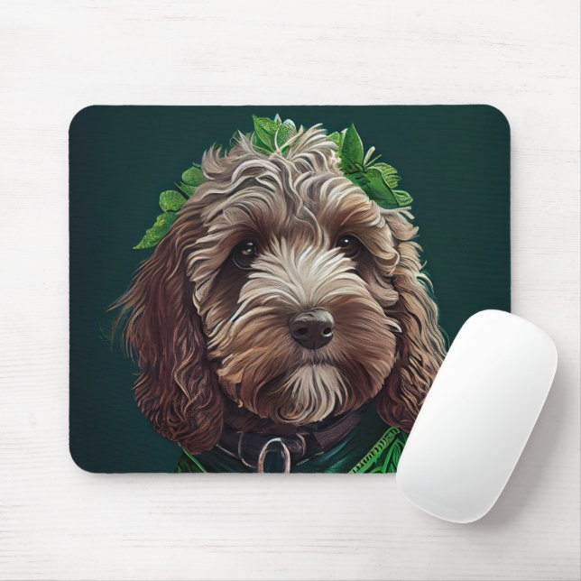 Cockapoo Hund in St. Patrick's Day Dress Mousepad (Mit Mouse)