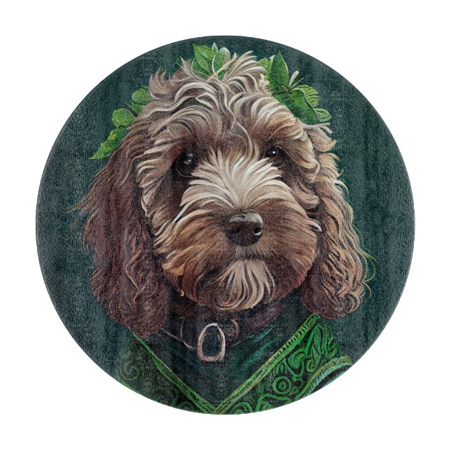 Cockapoo Hund in St. Patrick's Day Dress Schneidebrett (Vorderseite)