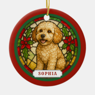 Cockapoo-Hund Keramik-Kreis-Ornament Keramik Ornament