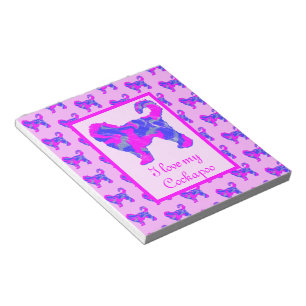 Cockapoo Hund Lover Pink & Blue Silhouette Notizblock