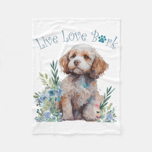 Cockapoo Hund Mama Floral Fleecedecke (Vorderseite)