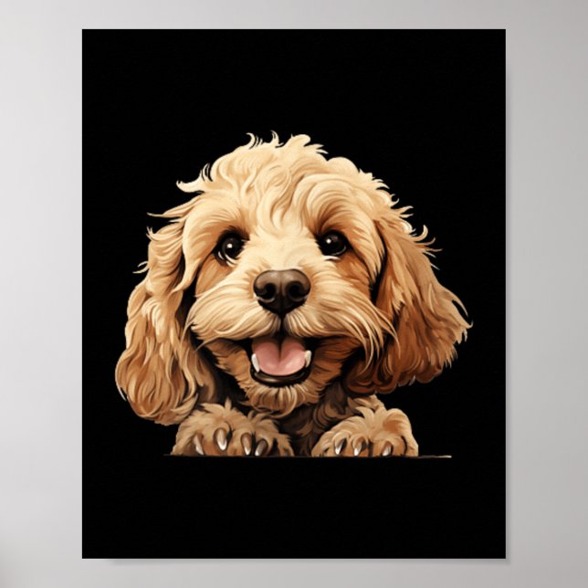 Cockapoo Hund Mama Papa schaut Welpe Poster (Vorne)