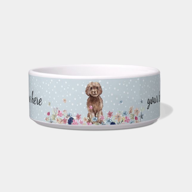 Cockapoo Hund mit Pfoten Napf (Vorderseite)