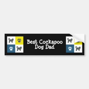 Cockapoo Hund Silhouette Gelb & Blau Grill Autoaufkleber