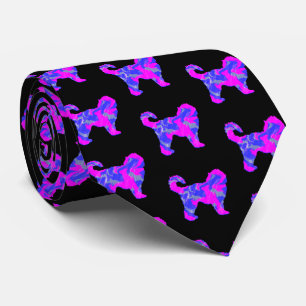 Cockapoo Hund Silhouette Rosa & Blau Abstrakt Schw Krawatte