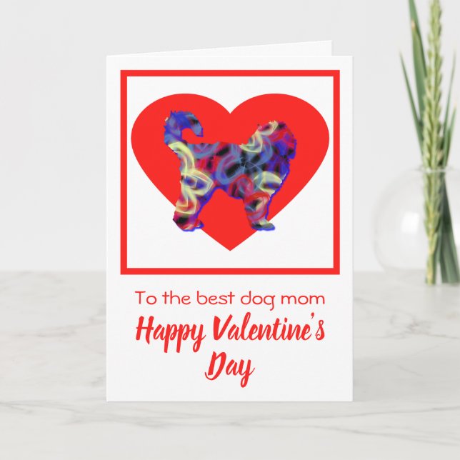 Cockapoo Hund Silhouette Roter Valentinstag Karte (Vorderseite)