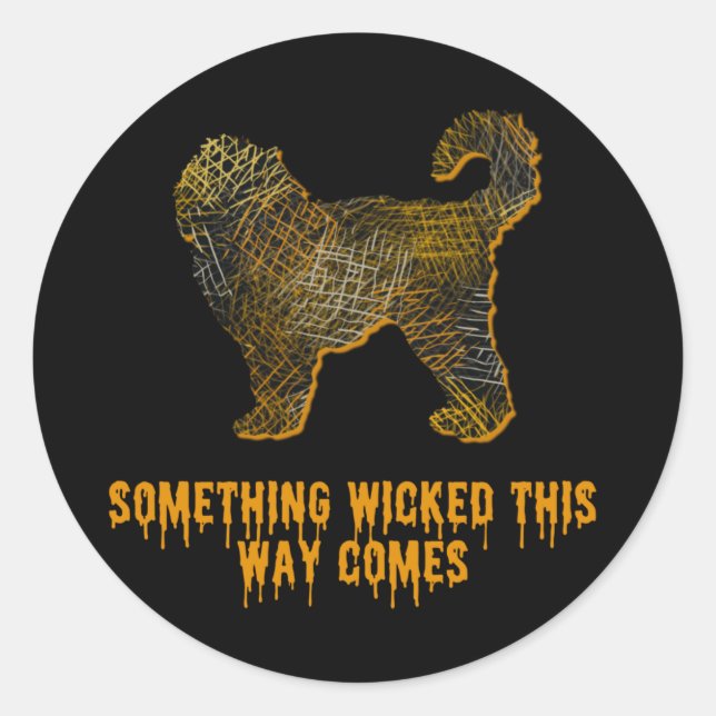 Cockapoo Hund Silhouette Spaß Halloween Runder Aufkleber (Vorderseite)