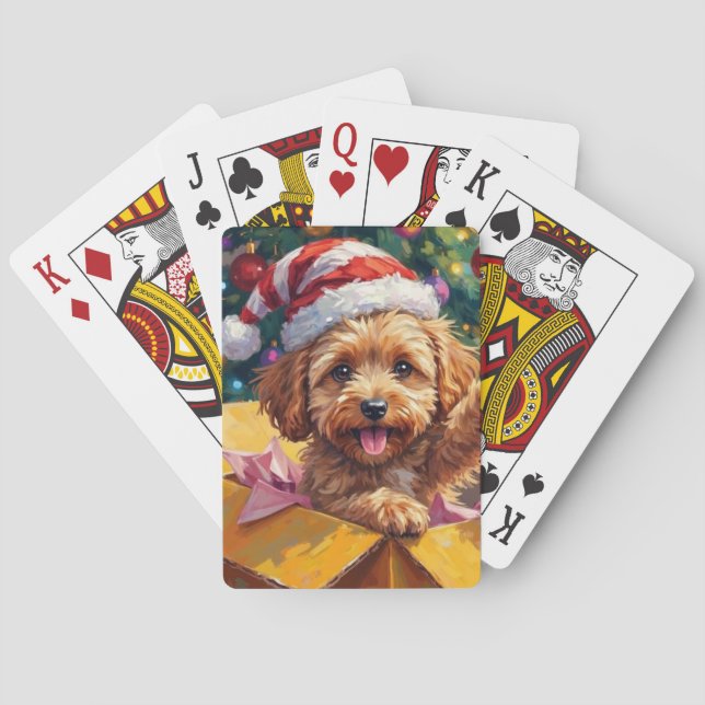 Cockapoo-Hund Weihnachtsgeschenkbox Überraschung Spielkarten (Rückseite)