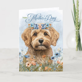 Cockapoo Hund Wildblumen Muttertag Feiertagskarte