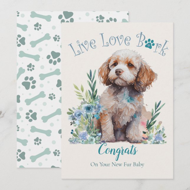Cockapoo Hunde Adoption, Gotcha Tag Karte (Vorne/Hinten)