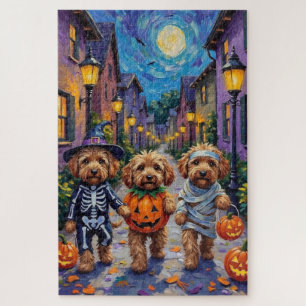 Cockapoo-Hunde beim Trick-or-Treat Halloween-Kostü Puzzle