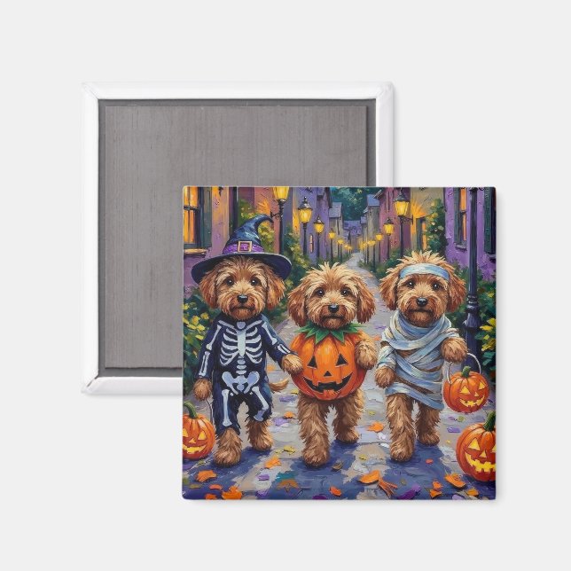 Cockapoo Hunde Trick-oder-Treating Halloween-Kostü Magnet (Vorderseite/Rückseite)