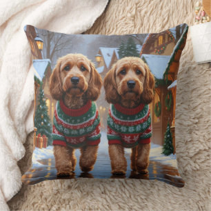 Cockapoo Hunde Weihnachten Schnee Ferien Kissen