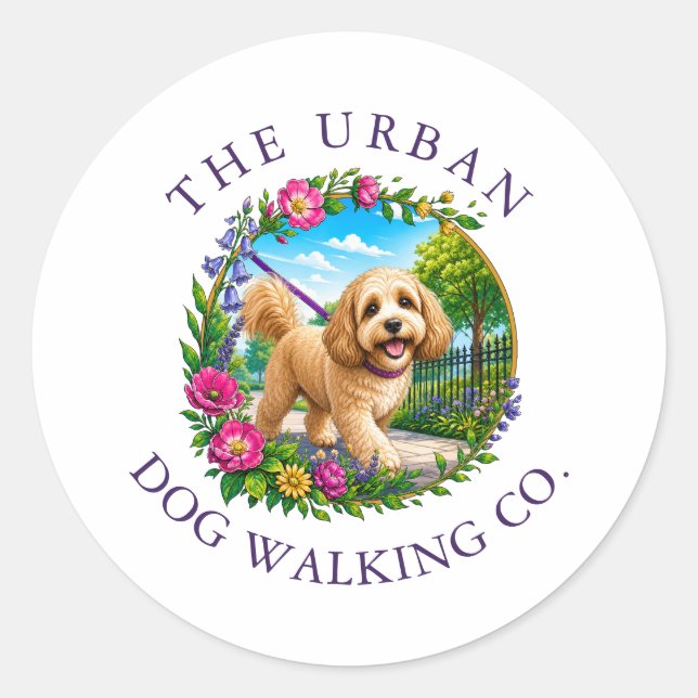 Cockapoo-Hundeausführer-Logo-Aufkleber Runder Aufkleber (Vorderseite)