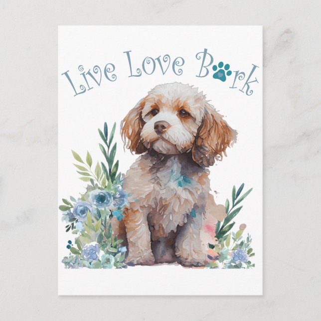 Cockapoo Hundefrau Blumenmuster Postkarte (Vorderseite)