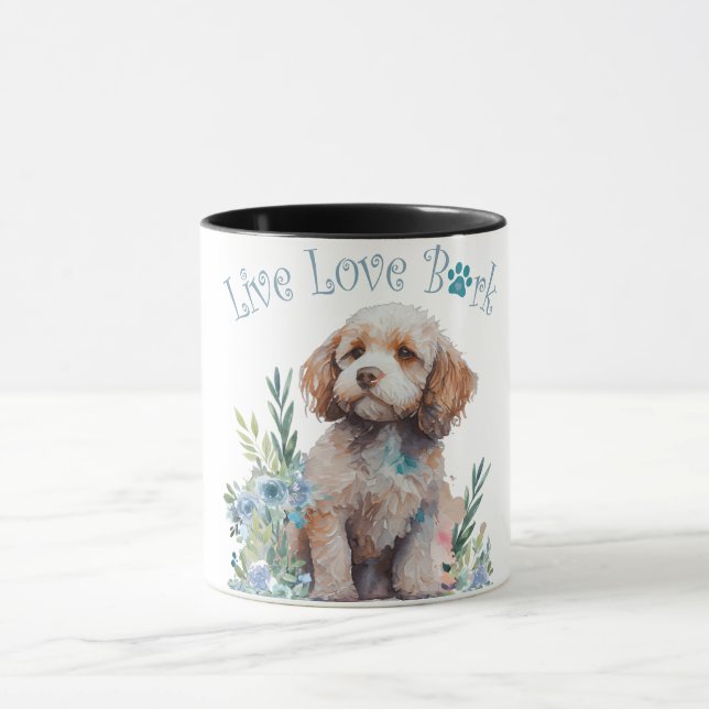 Cockapoo Hundefrau Blumenmuster Tasse (Zentrum)