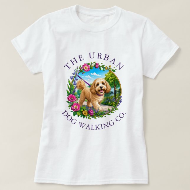 Cockapoo-Hundeführer T-Shirt mit individuellem Log (Design vorne)