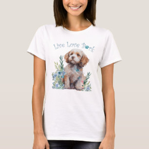 Cockapoo-Hundemama-Blumenmuster T-Shirt