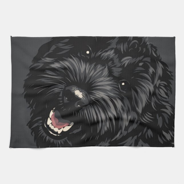 Cockapoo-Hundeporträt Schwarzes Cockapoo-Geschenk Geschirrtuch (Horizontal)