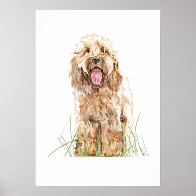 Cockapoo-Hundeposter, Aquarell-Wandkunst Poster (Vorne)