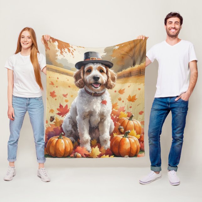 Cockapoo im Herbst lässt Erntedank Art Fleecedecke (Beispiel)