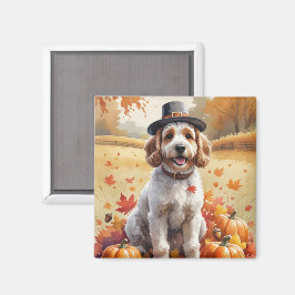 Cockapoo im Herbst lässt Erntedank Art Magnet