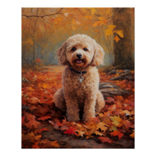 Cockapoo im Herbst Leaves Fall Inspiriert Poster