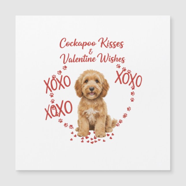 Cockapoo Küsse zum Valentinstag für Hundeliebhaber Magnetkarte (Vorderseite)