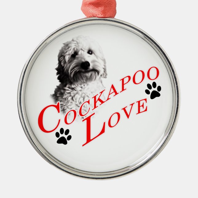 Cockapoo Liebe Silbernes Ornament (Vorne)