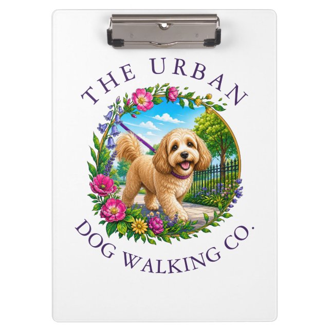 Cockapoo-Logo für Hundetrainer und Gassigeher Klemmbrett (Vorderseite)