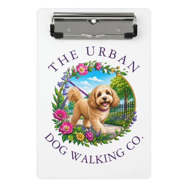 Cockapoo-Logo für Hundetrainer und Gassigeher Mini Klemmbrett (Vorderseite)